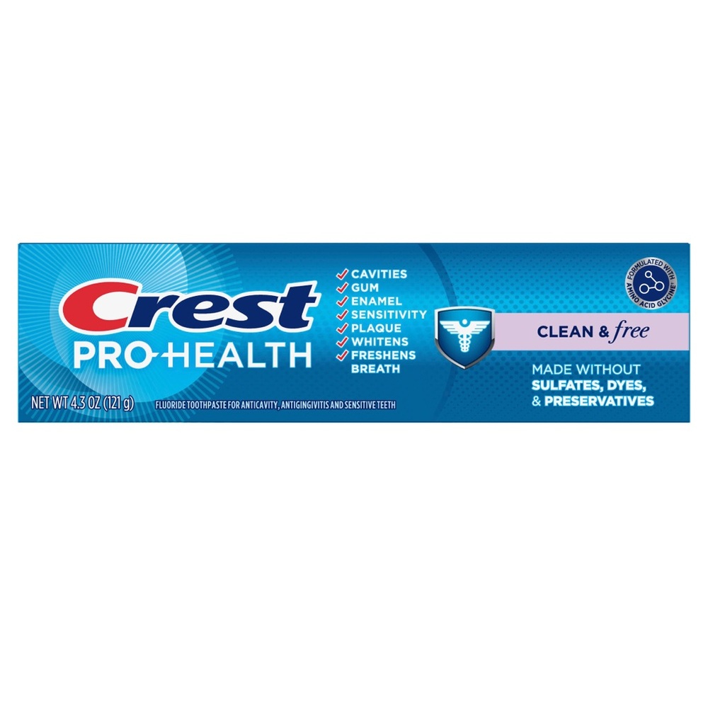 Crest Pro Health Clean & Free Fluoride Toothpaste 4.3 Oz, 2-Pack
